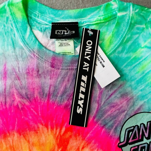 NWT Santa Cruz Tie Dye T-Shirt Size M Only at Tillys Spiral Logo Rainbow - Picture 3 of 13